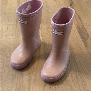 Toddler girl light pink glitter Hunter Boots